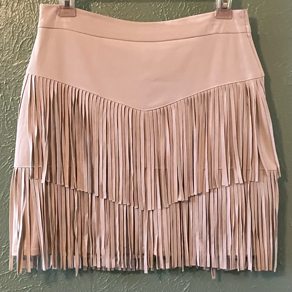 Alya Fringe Mini Skirt in Off White